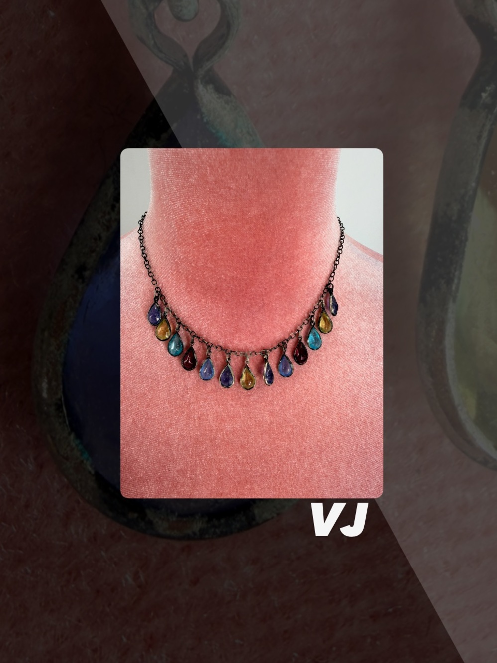 GUC VJ Rainbow Tear Drop Necklace